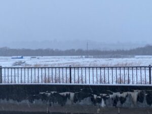 雪が降った波田の様子